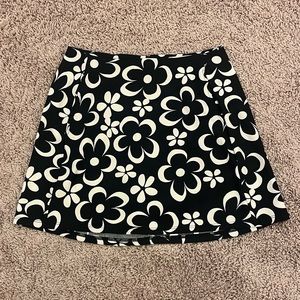 Altar’d State Black and White Retro Floral Mini Skirt